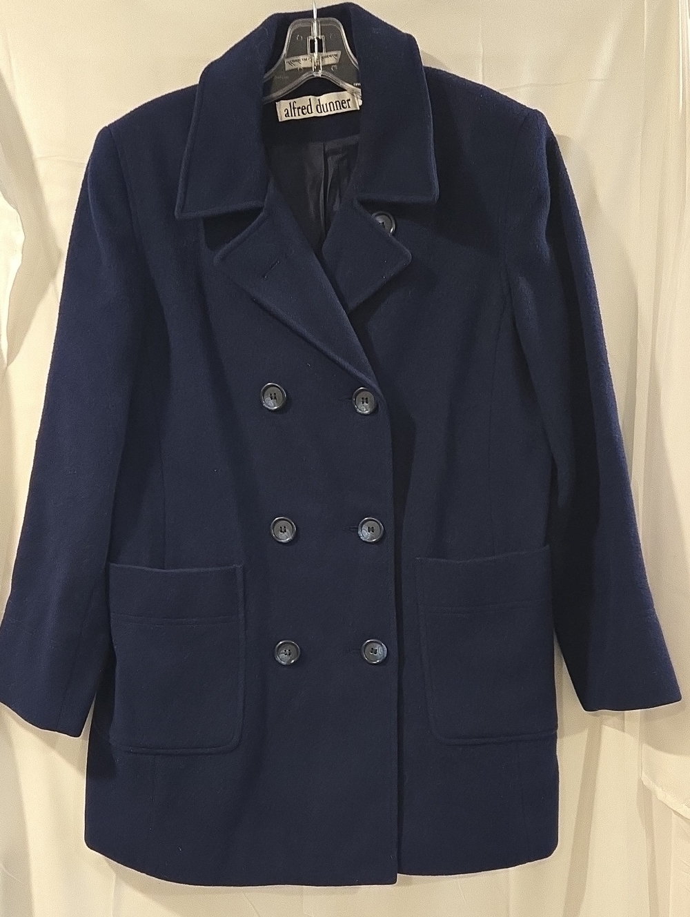 Alfred Dunner Vintage Navy Blue Double-Breasted Peacoat
